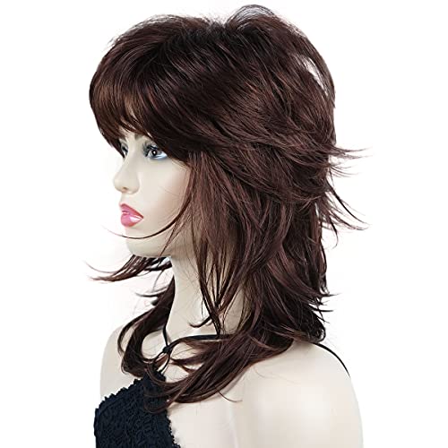 Wiginway Long Shaggy Layered Hair Natural Straight Wavy Shags Wig Soft Syhthetic Hair