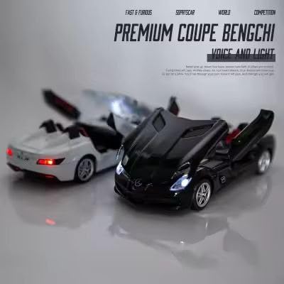 Image of Merceedes Benz SLR 1:32 Model Car with Box, Zinc Alloy Pull Back Toy car with Sound and Light for Kids Boy Girl Gift [Colors as Per Stock] (Merceedes Benz SLR 1:32)