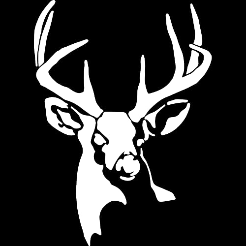 Decal Stickers of Whitetail Buck Deer Stencil 2 (White) (Set of 2) Luxury Weatherproof Vinyl Decal Stickers for Laptop Desktop Smartphone Car Dirt Bike Wall Room Mason Jar - ANDstic0a8965WH