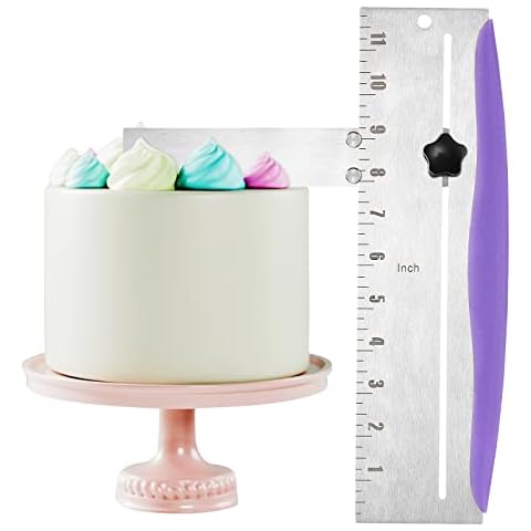 ONEVER Stainless Steel Cake Scraper Adjustable Cake Edge Smoother Baking Cakes Comb Cover
