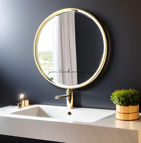 "You Look Amazing" Mirror Decal - Elegant Vinyl Wall Sticker, Removable, 18" X 2.5" - Perfect For Home Decor, Bathroom, Bedroom, & More - Premium Quality, Easy To Apply (Black) #TOP28