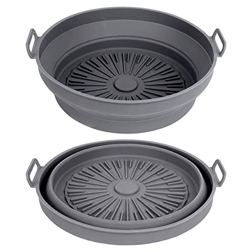 CTDMJ Basket de silicona de 22 cm, plegable, freidora de aire, olla de silicona para freír, botella de aire caliente, herramienta de repuesto universal para freidoras de aire caliente Cover