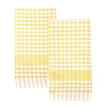 Talking Tables 2 x Yellow Gingham Kitchen Tea Towels Table Linen Fabric Dish Cloths Large Checkered Cloth Napkins Absorbent Durable Soft Cotton Quick Drying, ECO Packaging 45cm x 70cm
