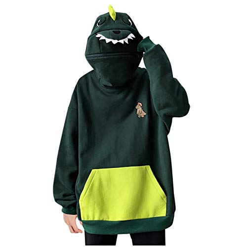 Women Novelty Frog Hoodie Cute Animal Shape Zip up Green Hooded Sweatshirt Tops