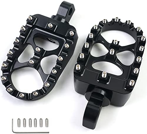 MDPROMCP CNC Motorcycle Wide Foot Pegs Aluminum 360°Roating Adjustable Suitable Compaitble with Dyna Fatboy Iron 883 Sportster 883(Black)