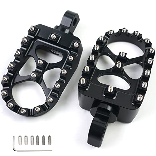 MDPROMCP CNC Motorcycle Wide Foot Pegs Aluminum 360 Roating Adjustable Suitable Compaitble with Dyna Fatboy Iron 883 Sportster 883(Black)