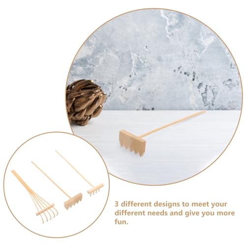 SUPVOX 3 Peças Mini Ancinho De Areia Zen Meditação Zen Ferramentas De Jardim Feng Shui Mesa De Jardi