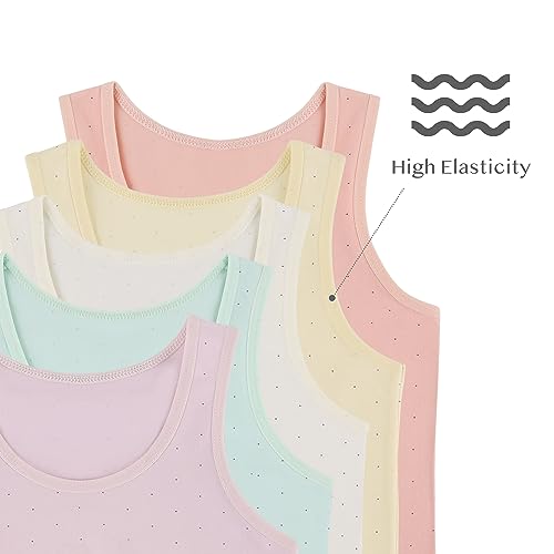 Donella Girls Undershirts Prints - Soft Cotton Toddler Girl Tank Tops 5 Pack3