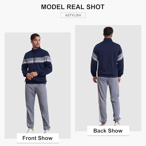Image of LBL Leading the Better Life Men's Sweat Suit 2 Piece Outfit Casual Contrast Sports Jogging Tracksuits Set
