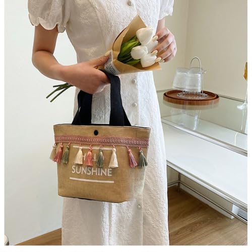 Linen Durable Large Capacity Beach Letter Shoulder Bag Women4