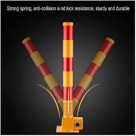 Car Parking Space Lock Bollard, Lockable Folding Security Parking Bollard Multicolor 600x60mm with Keys(Black-Yellow) image 3