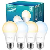 Smart Light Bulbs Work with Alexa and Google Home -No Hub Required, WiFi LED Bulb 2700K Warm White to 6500K Daylight Dimmable, 7W(60W Equivalent), APP Remote Control, 2.4Ghz Only, 4 Pack, by Torkase