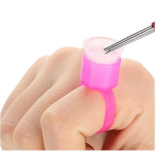 100Pcs Disposable Tattoo Ink Ring Cups With Sponge, Pigment Holder Permanent Makeup Tool, Tattoo Supply Ring Cups, Microblading Pigment Holder, Makeup Container Cap Tattoo Accessory (Red)