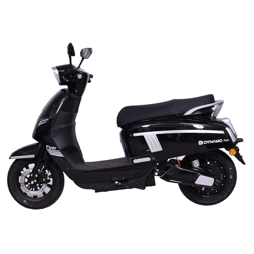 Image of DYNAMO FLYER Electric Scooter with Anti Theft Alarm & Motor Locking | 90-100 km per Charge | No License required | 1.8kwh Battery Heavy Duty Scooter with Reverse Parking, LED Speedometer (Black)