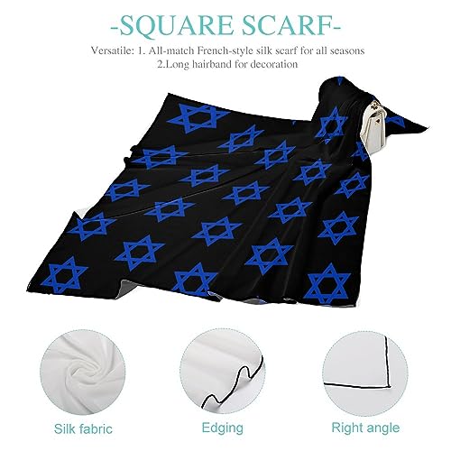 Israel Flag Hexagram Silk-Like Scarf Soft Vintage Printed Square Face Mask Headwear Handkerchiefs4