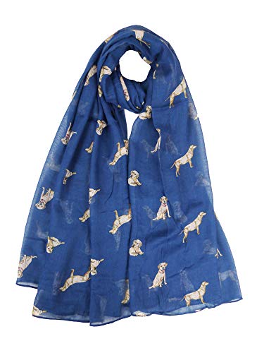 Grande écharpe légère avec imprimé labrador pour les amoureux des chiens - Bleu - Taille Unique Cover