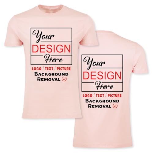Personalized Image Text Logo | Design Your Own Customized Shirts | Digital Printing | Custom T-Shirt Men Women Light Pink