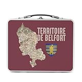 Fabulous Lunch Box Métal Argenté pour Sandwich et Snack - Territoire de Belfort 90 Département Carte Ancienne - Boîte à Goûter Aluminium Gamelle Rigide Style Rétro Imprimée en France