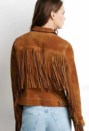 Traditional Western women's Genuine Suede Leather Jacket for women Native American coat with Fringed3