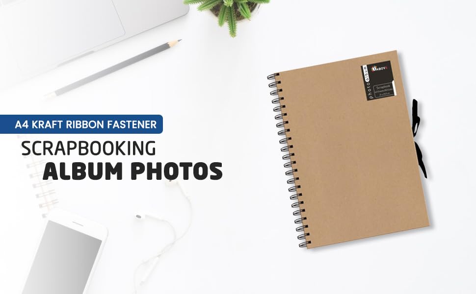 A4 Kraft Ribbon Fastener Scrapbooking Album Photos Wiro Bound Display Book 40 Sheets-21cmx29.7cm, Brown - Image 2