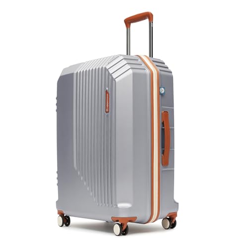 Image of uppercase Vector (Large) 75cm, Check-in Sustainable Trolley Bag, Hardsided Anti-Scratch 8 Wheel Double Spinner Luggage, TSA Lock & Anti-Theft Zippers, Suitcase for Unisex, 2000 Days Warranty (Silver)