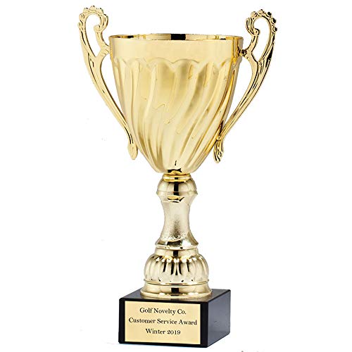 Shop Awards And Gifts Customizable 15-3/4 Inch Swirl Gold Metal Cup On Black Marble Base, Includes Personalization #TOP1