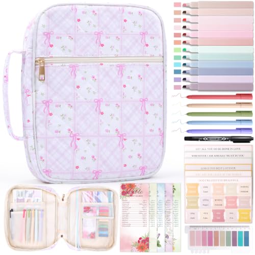 XKDOUS Bible Cover for Women Bible Bag Kit Church Book Holder Carrying Case