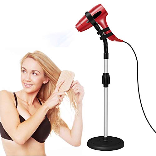 Hmpet Soporte para Secador De Pelo, Soporte para Secador De Manos Libres, Acero Inoxidable Rotación De 360 Grados Altura Ajustable con Base Pesada Sin Vuelco Cover