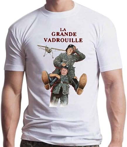 GBOZRNAJ La Grande Vadrouille Ver 1 Poster T Shirt Louis De Funes T Shirt FamoClothing White