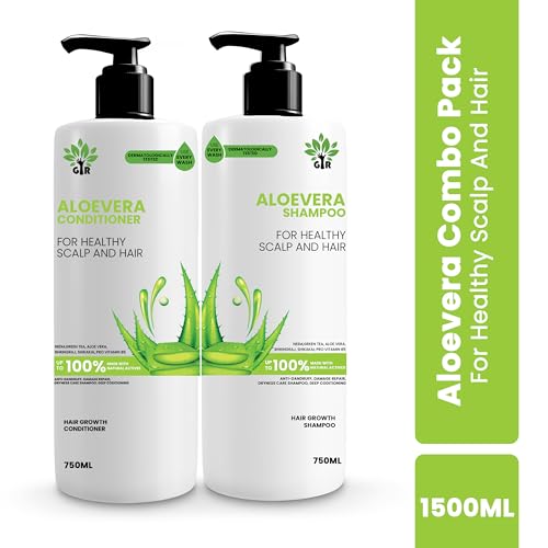 Image of GIR Aloe Vera Shampoo & Conditioner for Silky Smooth Hair & Scalp Nourishment - Combo Pack (Aloevera S750+C750 ML)