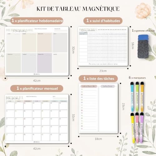 BIROYAL Calendrier Tableau Magnetique Frigo, 4 Pièces – vue 5
