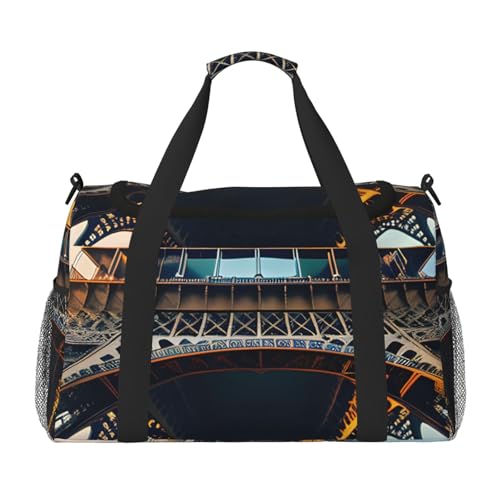 Paris Eiffel Tower Picture Print Travel Duffle Bag For Men Women Sport Gym Handbag With Shoulder Strap For Travel