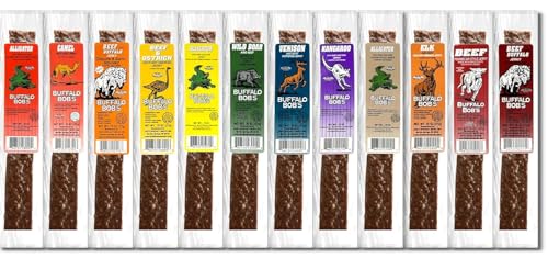 Buffalo Bob's Exotic Game Jerky & Meat Snacks - Best 20 Piece Variety Gift Pack