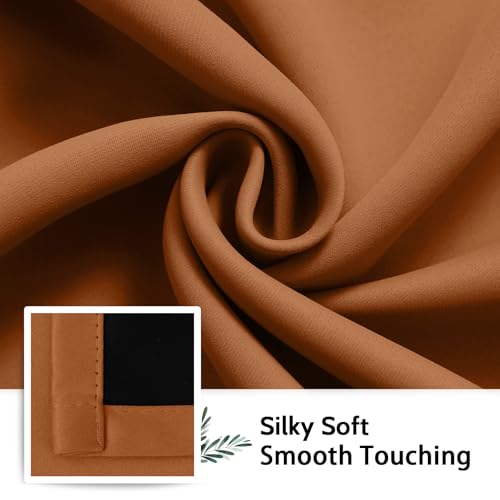 Image of SimpleHome Orange 100% Blackout Curtains Room Darkening Living Room 96 Inch