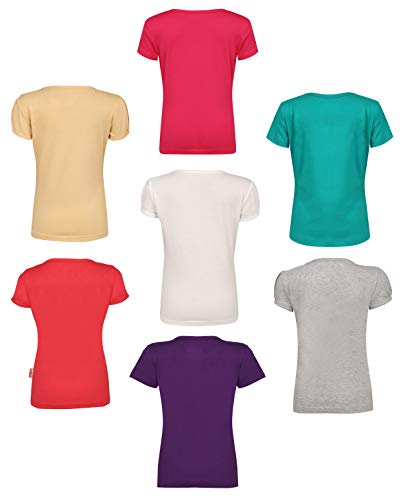 Image of SINI MINI Sinimini Girls Half Sleeve Cotton Round Neck Tshirt with bio wash (Pack of 7).