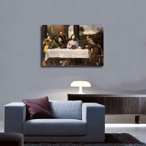 Tableau Titien Souper à Emmaüs avec cadre de suspension robuste - 4