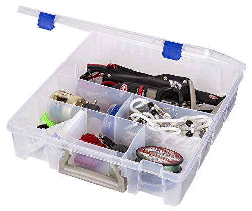 Flambeau Outdoors 9001 Tuff Tainer, Fishing Tackle Tray Box, Double Deep, Half Bulk, 6 Compartments,