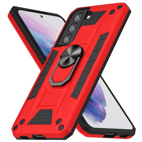 oakxco for Samsung Galaxy S21 Plus Case with Magnetic Ring Stand Holder, Rugged Grip Military-Grade Proof Camera Protection Phone Case with Kickstand, Heavy Duty Hard Shell Cover for Men Women, Red