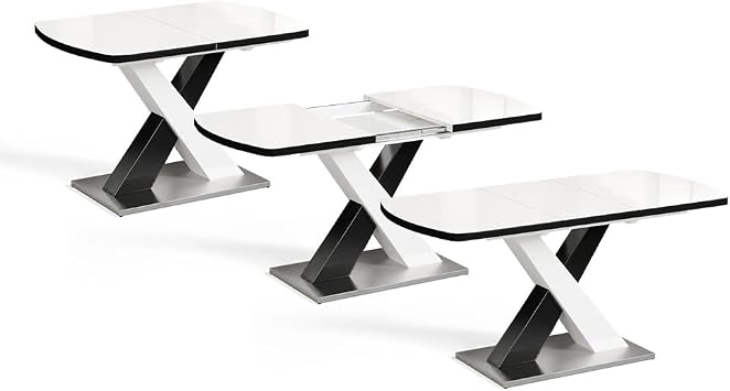 Vicco Chinto Dining Table Black/White 120-160 x 80 cm