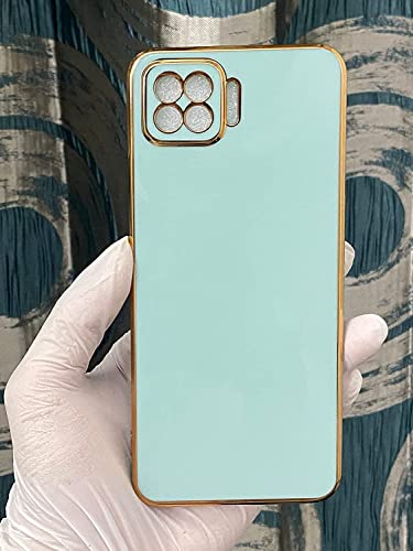 Image of Apurb Store for Oppo F17 Pro Plating Square Gold Frame Phone Case Luxury Soft Silicone Back Cover (for Oppo F17 Pro, Mint Green)