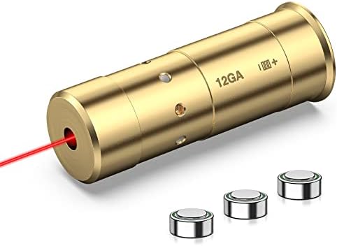 CVLIFE 12 Gauge Bore Sighting Laser Red Dot Boresighter with 3 Batteries