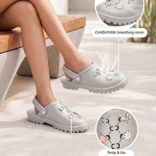 Image of YOHO Women's Clogs Mimo with Charms | Lightweight, Soft on Skin, Comfortable & Waterproof Monsoon Sandals | Everyday Use Footwear for ladies & Girls