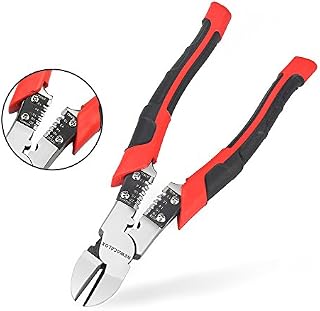 Side Cutting Pliers, Industrial Pliers with Wire Stripper/Crimper/Cutter Function, Heavy Duty Plier, 8