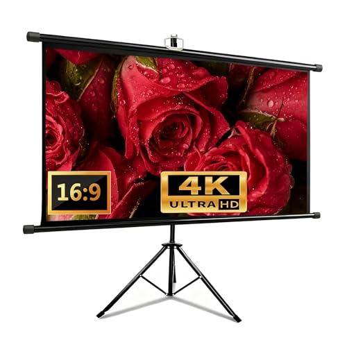 Schermo per Proiettore 4:3 16:9 con Treppiede, Schermo Cinematografico da Parete per Home Cinema e Feste in Giardino Serate Al Cinema(84(4:3))
