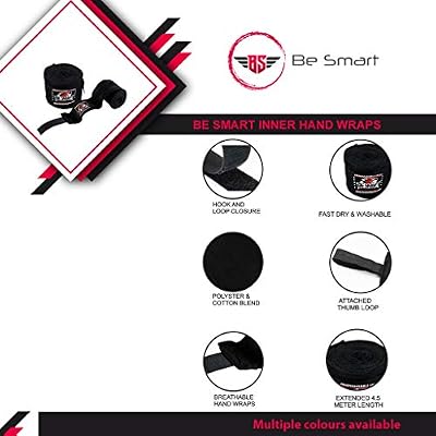 BeSmart Mexican Style Hand Wraps for Boxing Gloves 3.5 Meter - 137 Elastic Boxing Wrap Hand Wrist Support for Martial Arts Muay Thai Kickboxing Training Gym Workout or MMA for Men Women - 1 Pair