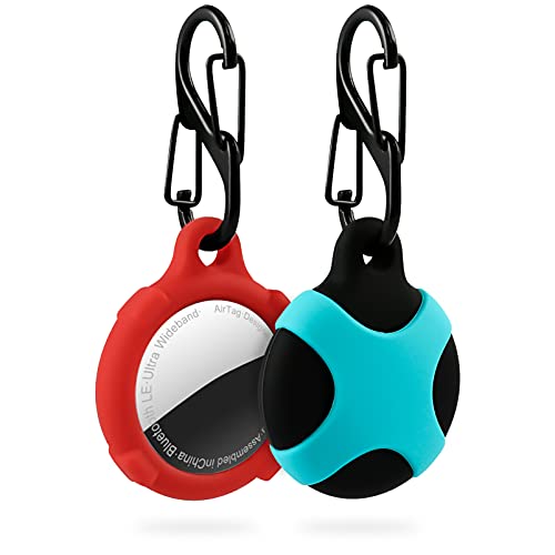 AirTags Holer Case Keychain Silicone Anti-Scratch Waterproof Key Phone Finder for Pet Dog Collar Apple AirTags Tracker 2 Pack