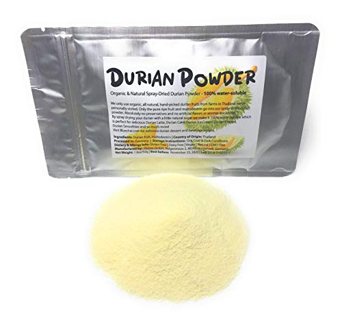 Spray-dried Durian Powder - Organic & Natural Durian Powder - 100% Water-soluble: Perfect For Beverages, Cakes And Culinary Delights - Net Weight: 1.8oz/50g