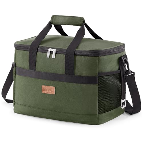 Lifewit Cooler Bag 30 Cans Collapsible and Insulated Large Lunch Bag Leakproof Soft Cooler Portable for Camping/BBQ/Family Outdoor Activities, Green by Lifewit - Used condition - US$19.59