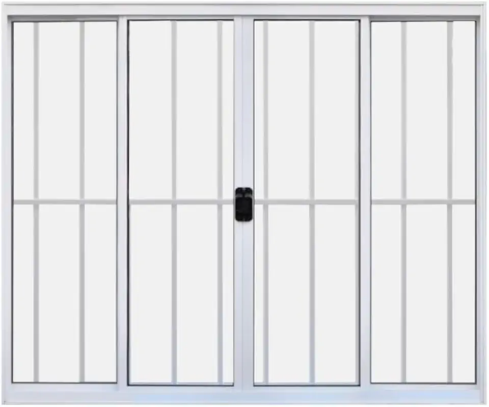 Janela 4 Folhas de Correr C/Grade 1.00 X 1.00 Aluminio Branco Linha Modular - Hale