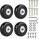 Anhoer 4 Stück Kofferrollen Ersatzrollen Gepäck Ersatzräder 50mm x 18mm Gummi Ersatz Wheels Gepäckkoffer Radreparatur Gummi-Lenkrollen Lenkrollen Kugellager Set für Koffer Gepäck